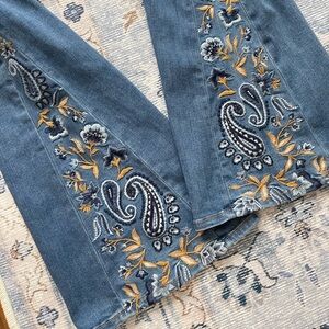 Driftwood Farrah Embroidered High Rise Flare Jeans